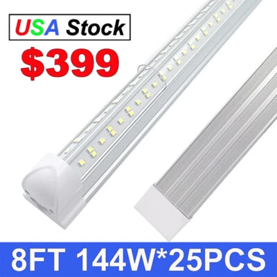 25 Pack Linkable 8Ft Led Shop Light Fixture 144W 100W 72W 6500K 8' Garage Lights - Image 1 of 4