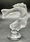 Lalique Koi Fish Crystal Glass Figurine Signed Jumping Made in France