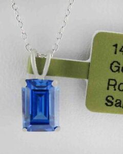 GENUINE 1.16 Cts ROYAL BLUE SAPPHIRE PENDANT 14k WHITE GOLD - Free Certificate