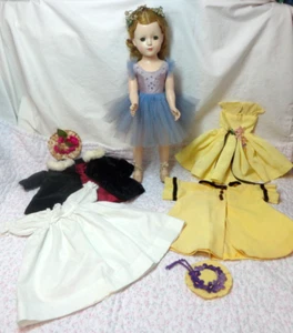 VINTAGE 50S PLASTIC MADAME ALEXANDER BLONDE BALLERINA 17.5" DOLL W/ CLOTHES LOT - Picture 1 of 24