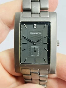 Men Vintage Wristwatch Romanson Swiss Made All Titanium Quartz Size 29x42 mm - Picture 1 of 12