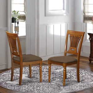 Set of 2 Plainville dinette kitchen dining chairs w/ padded seat in saddle brown - Picture 1 of 12