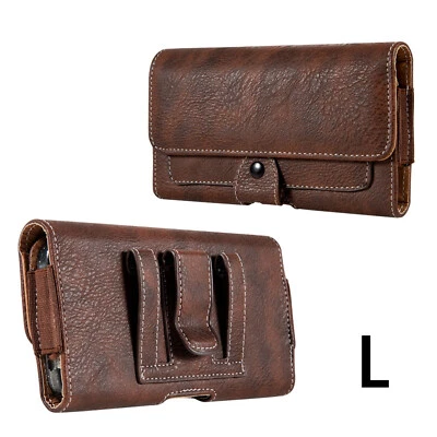 iPhone 13 (6,1») — КОРИЧНЕВЫЙ горизонтальный кожаный чехол, держатель, зажим для ремня, кобура, чехол - Изображение 1 из 4