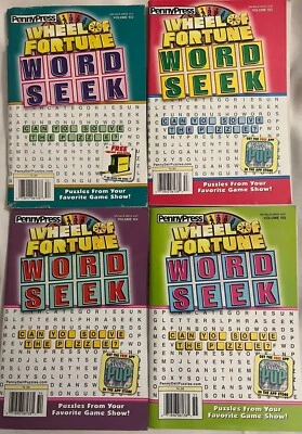 Lot (4) Penny Press Wheel Of Fortune Word Seek Puzzles Books 152-155 2022