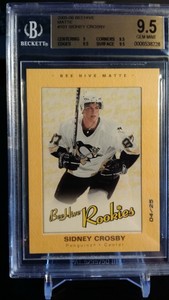 2005/06 BEEHIVE MATTE SIDNEY CROSBY ROOKIE CARD #101 BGS 9.5 VERY RARE /25 POP 2
