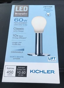 (Lot of 2) Kichler DIMMABLE LED 60W/5W Bulb A15C Candelabra Base Soft White, NEW - Picture 1 of 5