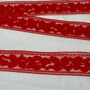 Red Flat Lace Sewing Trim 3/4 in Wide By 31 Yards - Picture 1 of 5