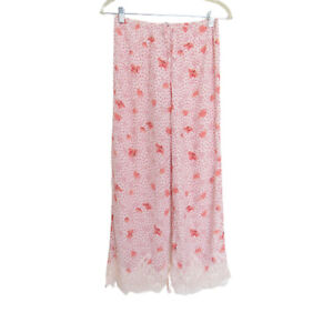 Victorias Secret Size XS Pink Floral Drawstring Elastic Waist Satin Pajama Pants