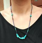 Afghan Natural Nuggets Turquoise Beads Ethnic Vintage Navy Blue Glass Necklace