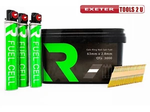 RIKA 63mm x 2.8mm Collated Galvanized Ring Nails 3000pk 3 x Fuel Gun 1st Fix - Picture 1 of 4