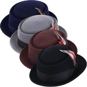 Porkpie Wool Hat Pork Pie Hat Fedora Jazz Hat 100% Wool Fashion Cap Handmade Hat - Picture 1 of 5