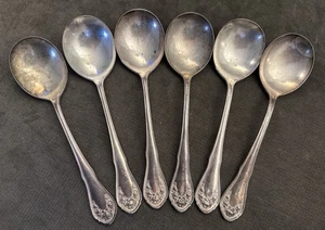 1911 BRIDAL ROSE RELIANCE assiette ONEIDA cuillères à soupe rondes bouillon 6 pièces - Photo 1/10