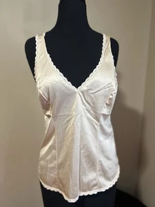 Vtg Kayser Camisole Beige Nude Lace Slip Feminine Coquette 36 USA Made Nice! - Picture 1 of 7