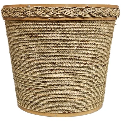 Плетеная корзина для мусора/хранения водорослей покрытие для горшка плетеный акцент деревянный интерьер - Изображение 1 из 4