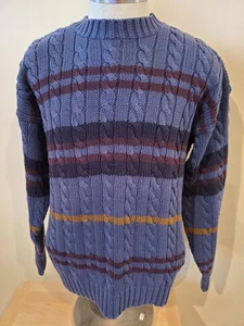 Vintage Woods & Gray Herrenpullover Zopfmuster Baumwolle Rundhalsausschnitt Größe Medium - Bild 1 von 6