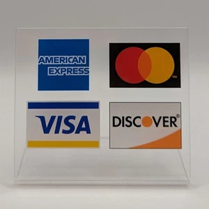 Panneau acrylique de carte de crédit de comptoir Visa Mastercard Discover Am Express NEUF - Photo 1 sur 2
