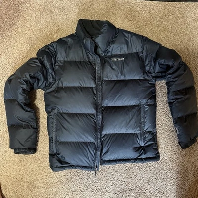 Marmot Mens Large 700 Down Fill Quilted Puffer Warm Winter Jacket Packable Black - Image 1 of 4