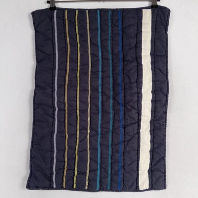 Pottery Barn Teen Pillow Case Sham Navy Blue Stitched Quilted Stripe Standard Sz - Image 1 of 4