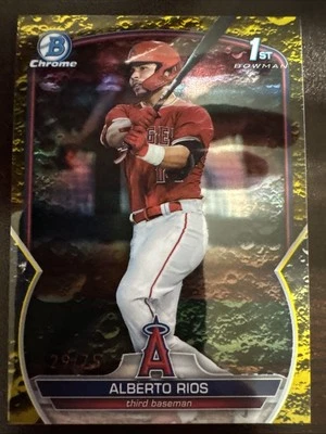 2023 Bowman Draft Chrome Yellow Lunar Crater Refractor /75 Alberto Rios #BDC-168 - Image 1 of 2