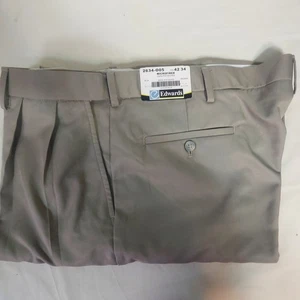 Edwards Herren Mikrofaser Anzughose Beige Plissee Vorne 42x34 Neu - Bild 1 von 7