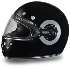 Daytona Retro High Gloss Black Chrome Full Face Motorcycle Helmet (XS - 2XL) - Picture 1 of 7