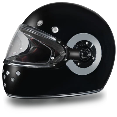 Casco de motocicleta Daytona retro alto brillo negro cromo cara completa (XS - 2XL) Foto 1 de 4