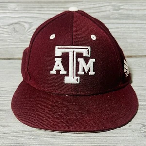 Adidas Texas A&M Aggies Maroon Fitted Hat Cap Size 7 1/4 Climalite Wool Blend - Picture 1 of 8