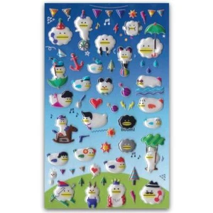 CUTE CLOUD DUCK STICKERS Pearl Finish Puffy Sticker Sheet Kid Craft Scrapbook - Picture 1 of 2