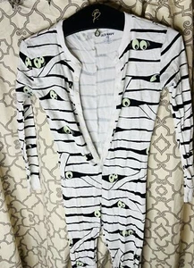 Old Navy Kids Mummy Glow In The Dark One Piece Pajamas Unisex XL Sz 12 Halloween - Picture 1 of 4