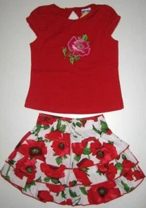 BNWT girls top t-shirt embroidered tshirt and flower printed skirt oufit set New - Picture 1 of 1