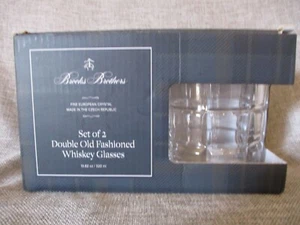 2 Brooks Brothers Triple Old Fashioned Whisky Glasses European Crystal Set of 2 - Picture 1 of 8