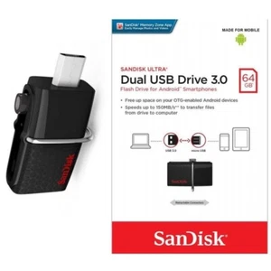 64GB SanDisk Ultra OTG USB 3.0 Flash Drive 150MB/s - Black NEW UK - Picture 1 of 5