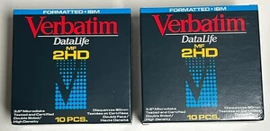Verbatim 3.5" IBM Formatted Floppy Disks 1.44 MB MF-2HD 10-Pack New - 2 Box Lot - Picture 1 of 1