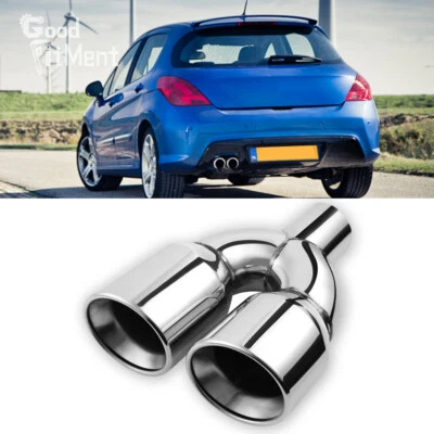 Puntas de tubo de escape doble 2,5" entrada 3,5" salida 9,5" doble pared para Peugeot 308 GTI Foto 1 de 4
