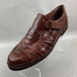 Sandalias Tejidas Giorgio Brutini Cuero Marrón Punta Redonda Gancho Correa Talla 13D - Imagen 1 de 11