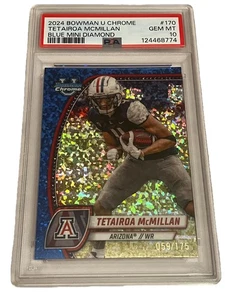 2024 Bowman Chrome U Tetairoa McMillan Blue Mini Diamond Refractor /175 PSA 10 - Picture 1 of 3