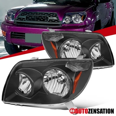 Fit 2003-2005 Toyota 4Runner Black Headlights Lamps Assembly Left+Right 03-05 Foto 1 de 4