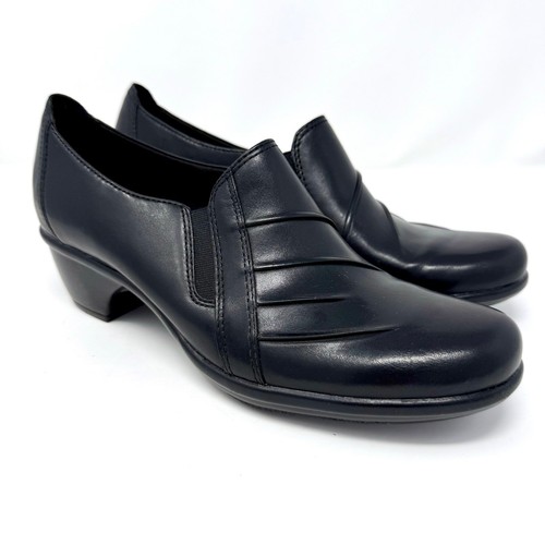 Mocassino Clarks Partridge taglia 8 5 in pelle nero plissettato stivaletto shootie nuovo con scatola