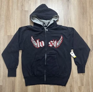 Y2K Lost Enterprises Surfboard Black Zip Up Hoodie Size M - Picture 1 of 12