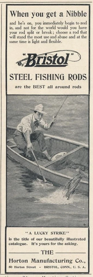 Anuncio de revista - 1905 - Horton Mfg. Cañas de pescar Co. - Bristol, CT - Bristol Foto 1 de 1