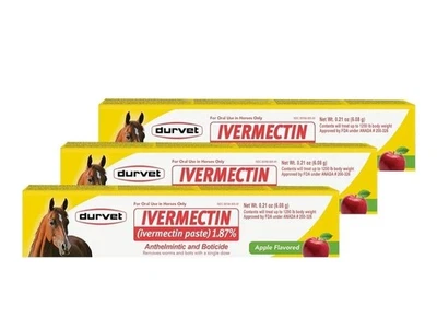 6 Authentic Durvet Paste Horse Dewormer Apple Flavor wormer USA