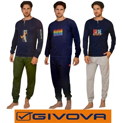 Pigiama uomo cotone lungo estivo GIVOVA Homewear tuta casa tasche manica lunga - Image 1 of 4