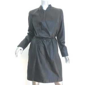 Emporio Armani Long Sleeve Leather Mini Dress Black Size 50 NEW - Picture 1 of 10
