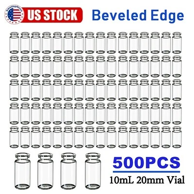100/300/500pcs 10ml Empty Sample Vials 20mm Crimp Top Headspace Lab Glass Bottle - Image 1 of 4