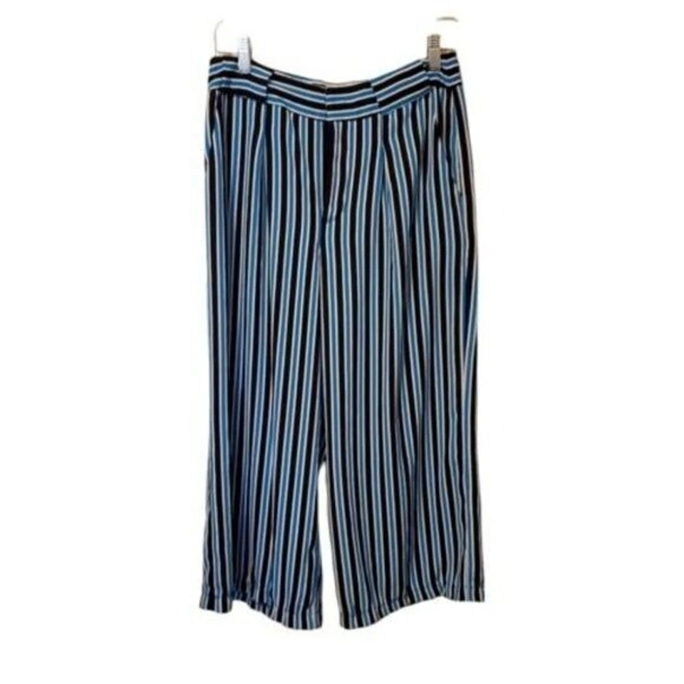 Pantalones cuadrados Attention para mujer talla 6 azul negro a rayas Foto 1 de 4
