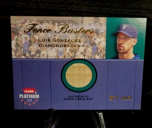 2002 Fleer Platinum LUIS GONZALEZ #18 - FENCE BUSTERS - GAME USED BAT RELIC - - Picture 1 of 2