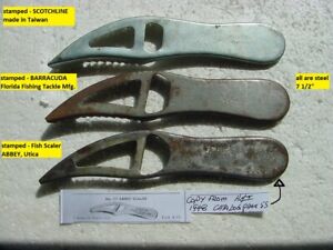 3 Diff. Vintage Fish Scalers â€“ Abbey, Barracuda & Scotchline