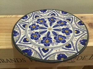 Vintage Antique Ceraplat Miniature Blue Floral Handmade Wall Hanging Plate 5 In - Picture 1 of 5