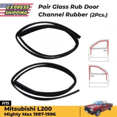 Pair Front Glass Run Channel Door Rubber Fits Mitsubishi L200 Mighty Max 1986-96 Foto 1 de 4