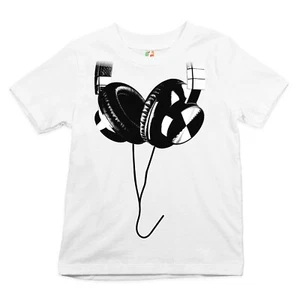 Huge Hanging Headphones Youth T-Shirt DJ Music Tee - Picture 1 of 8